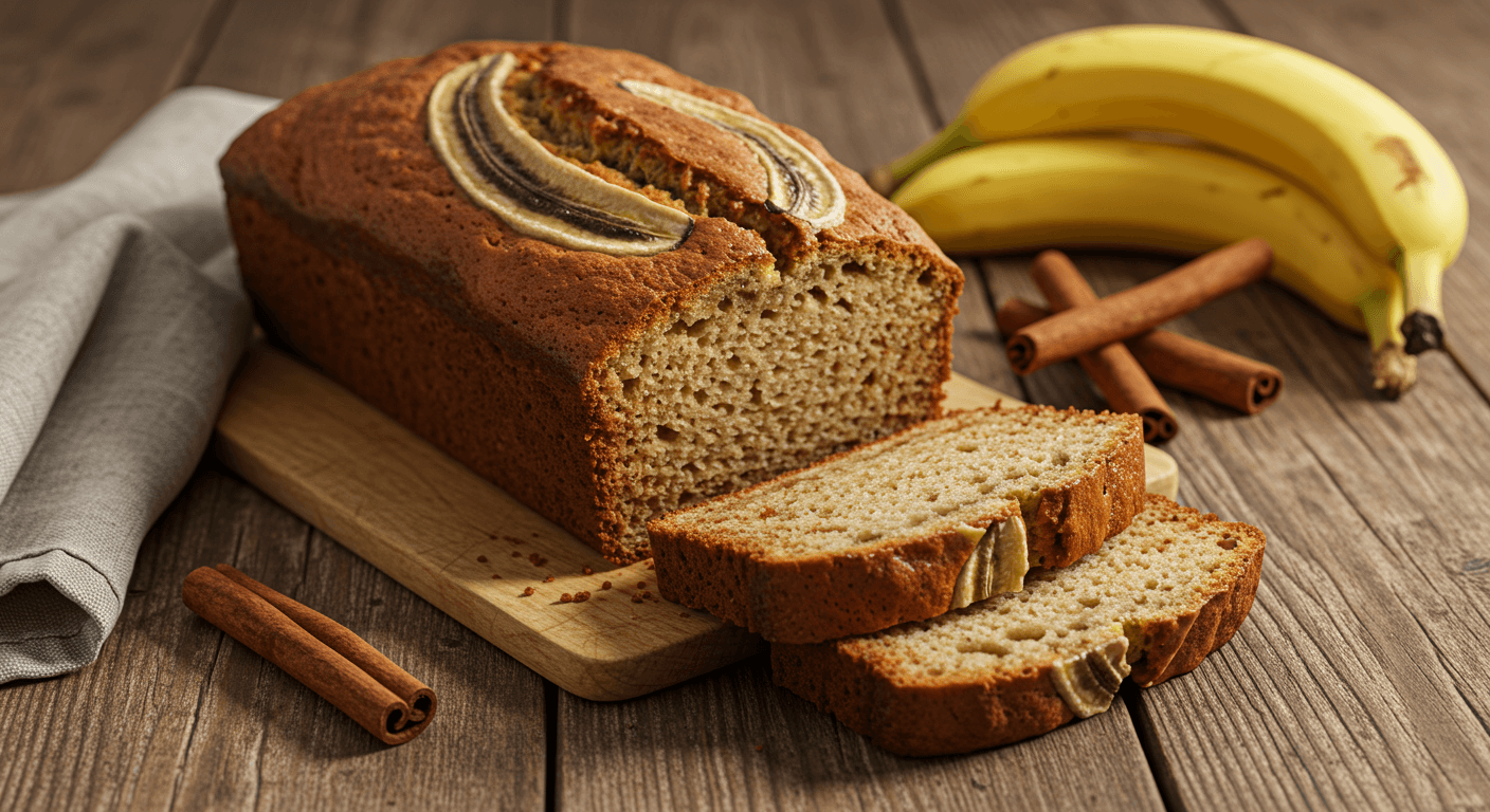 Best Banana Bread Recipe Moist Delicious Freshly Baked on Rustic Table